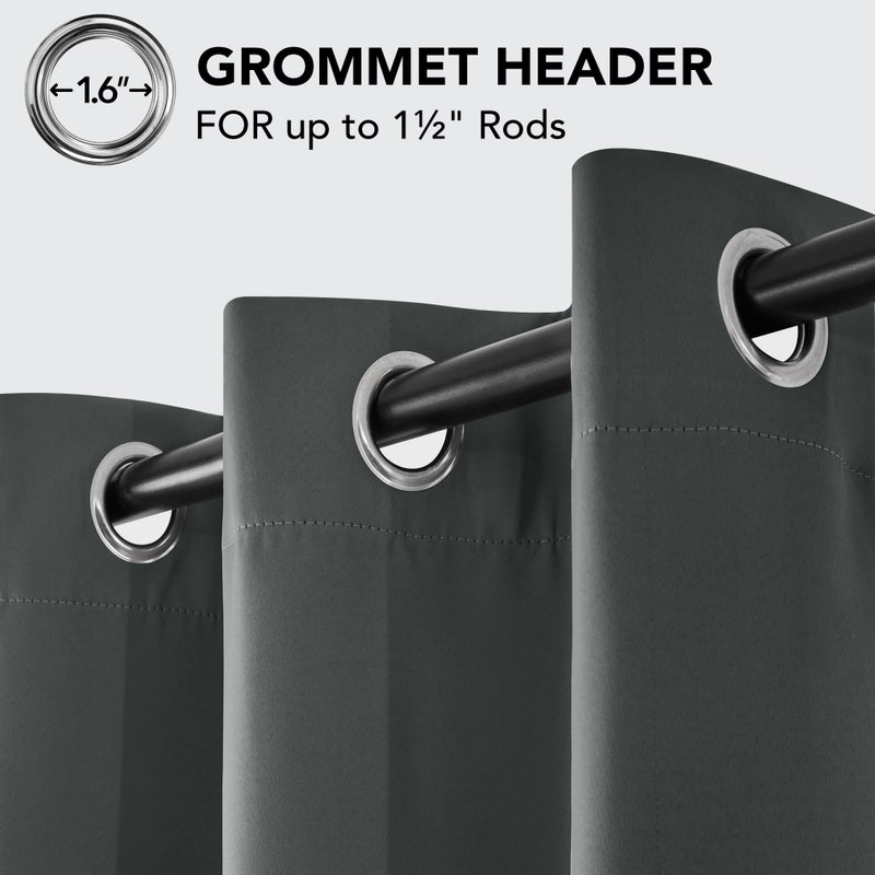 Deconovo Blackout Curtains for Bedroom, Thermal Insulated Room Darkening Grommet Window Drapes, Dark Gray, 52W x 72L Inch, Pack of 2 for Living Room & Nursery Privacy Panels - Image 2
